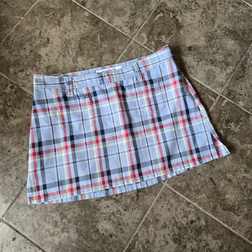 Plaid Mini Skirt in Blue and Red